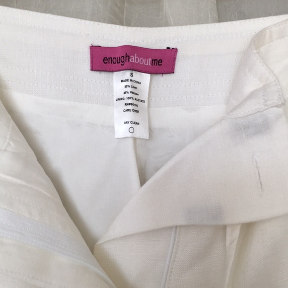 Enough about me white linen viscose wide pants S - Picture 4 of 8